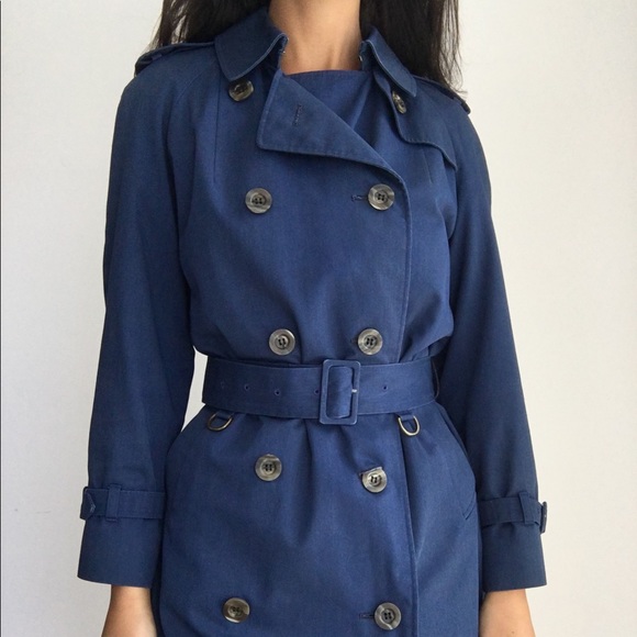 ❣️FINAL SALE❣️AQUASCUTUM navy trench coat M - Picture 3 of 8